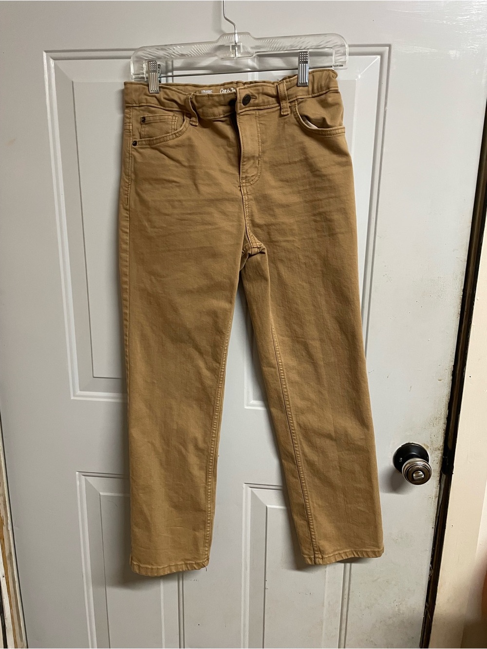 Boys Straight-Leg Jeans in Tan size 14